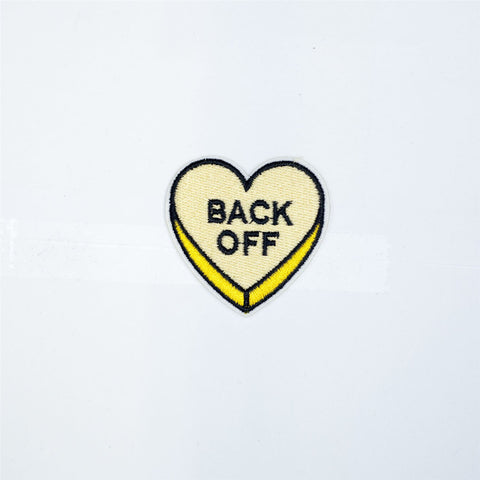 PH2018B - Back Off Heart Yellow Cartoon Text (Iron On)