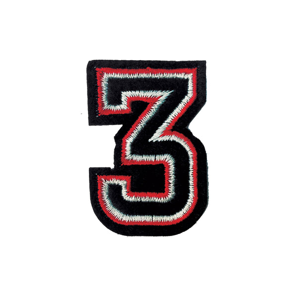 PC3687C - Black And Red Number Three (Iron On)