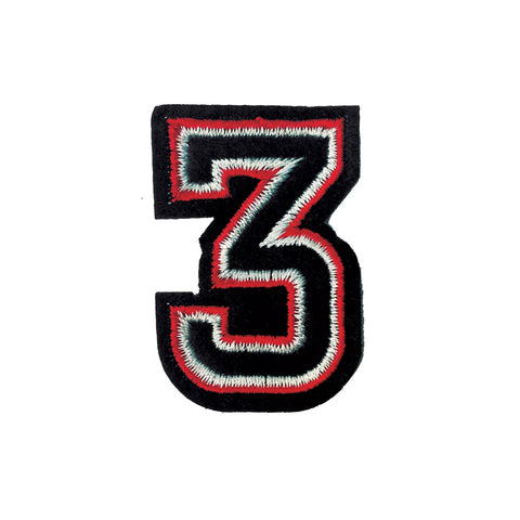 PC3687C - Black And Red Number Three (Iron On)