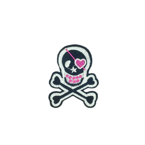 PC2654 - X Skull Pink Pink Eye Patch (Sew On)