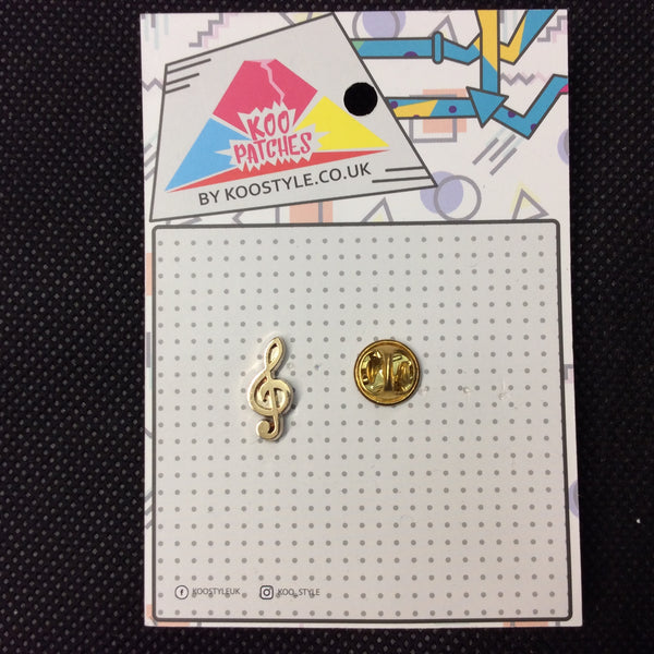 MP0185 - Tiny Gold Music Note Treble Clef Metal Pin Badge