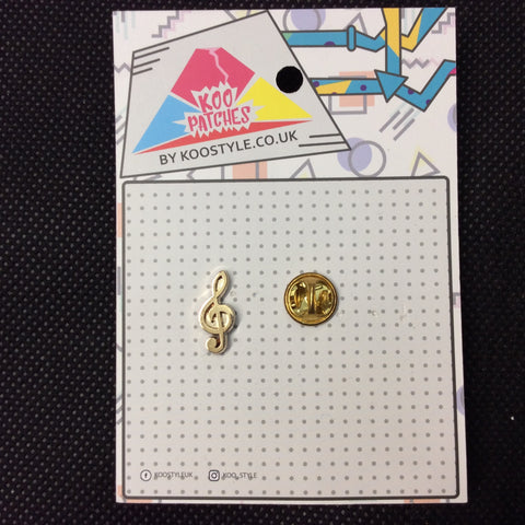 MP0185 - Tiny Gold Music Note Treble Clef Metal Pin Badge
