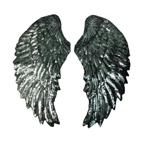 PC3100B - Super Sequin Silver Wings XXL (Iron On)