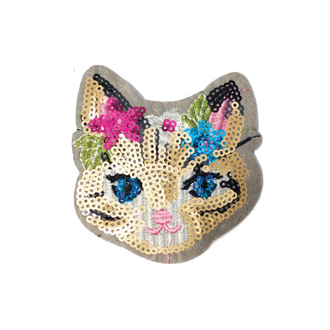 PC2390B - Sequin Cat Head (Iron On)
