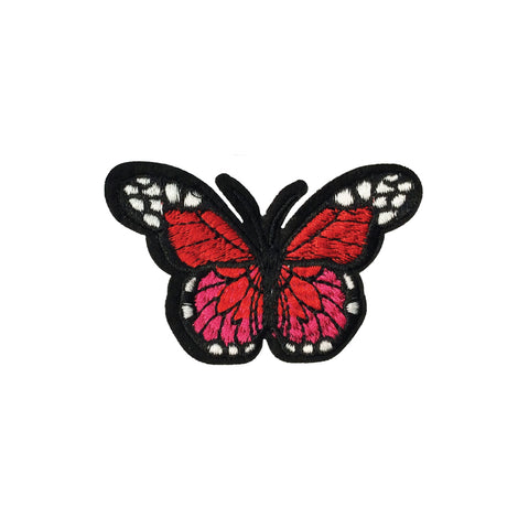 PC2418K - White Dots Deep Pink Red Butterfly (Iron On)