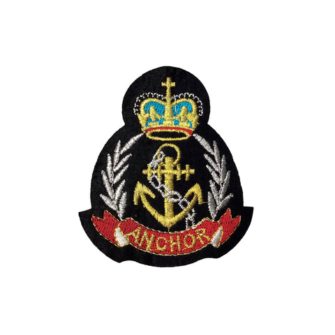 PC2649B - Golden Anchor Crown Shield Badge (Iron On)
