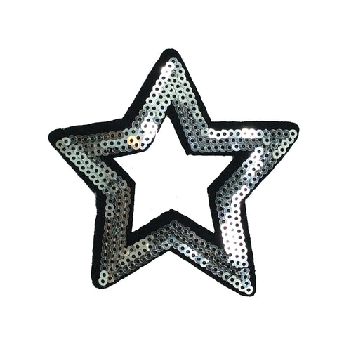 PC2931 - Silver Sequin Star Cut Out (Iron On)