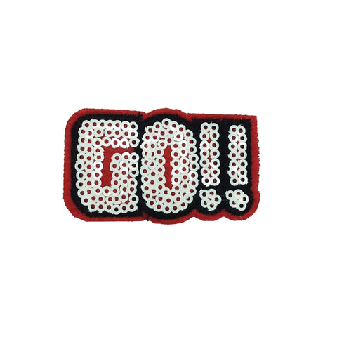 PC2952 - GO Pink Red Sequin Text (Iron On)