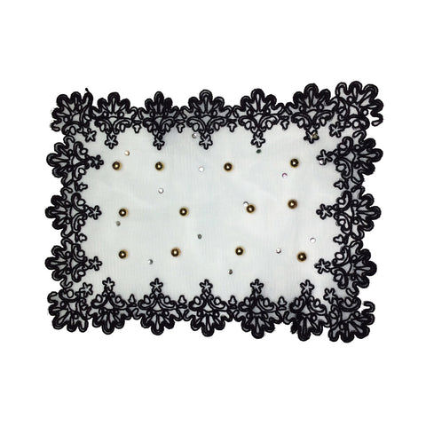 PC2963 - Laced Decoration Black White Gold (Sew On)