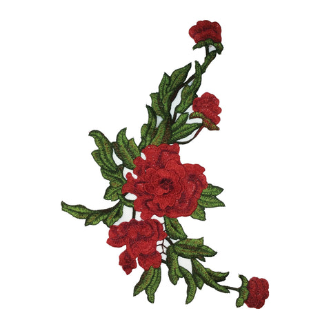 PC2984 - Red Rose Embroidered Lace (Sew On)