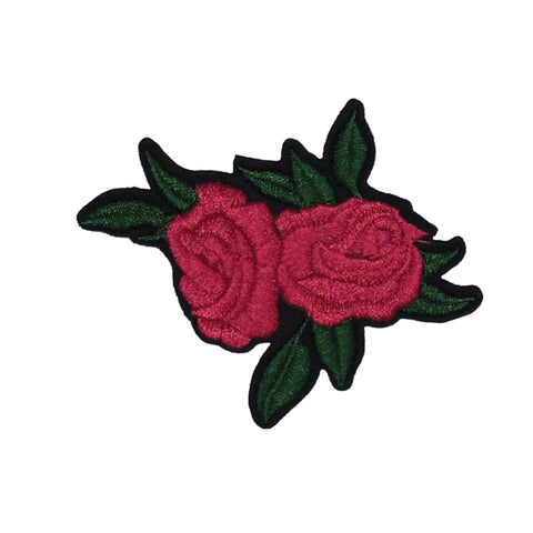 PC2988 - Dark Pink Double Rose Flower (Iron On)