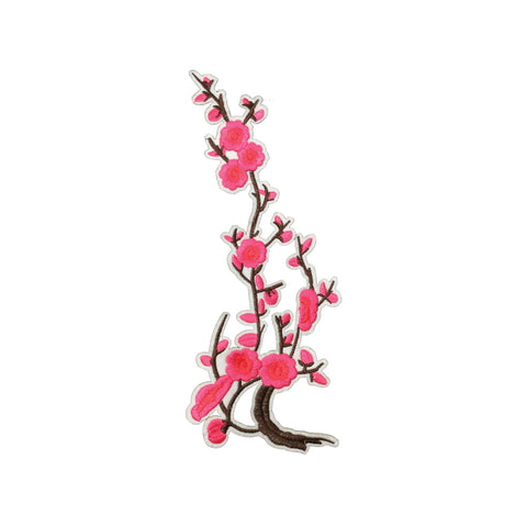 PC2990B - Hot Pink Long Plum Blossom Flower Branch (Iron On)