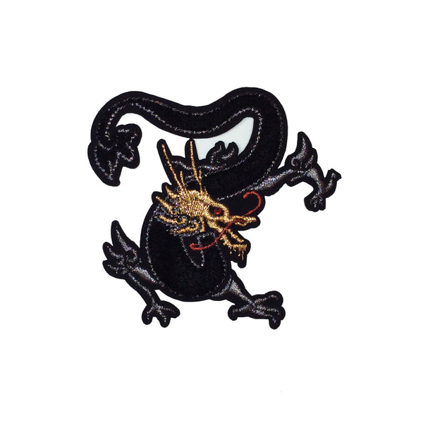 PC3002 - Velvet Black Gold Dragon S (Iron On)