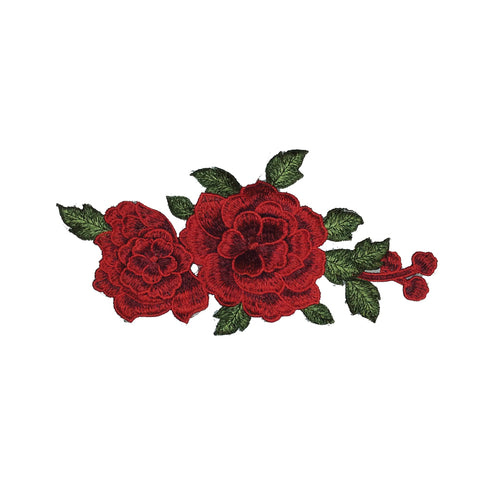 PC3008 - Red Embroidered Flower with leaves