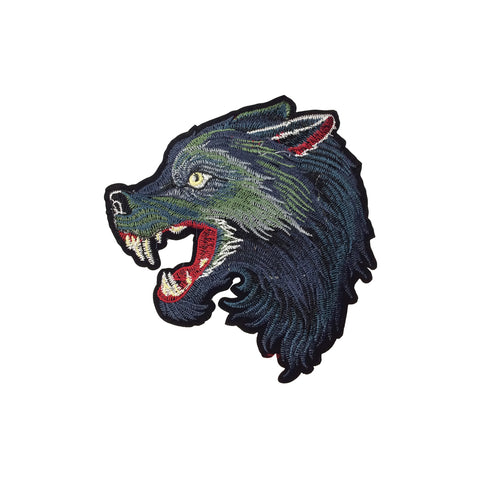 PC3354D - Navy Blue Green Wolf L Medium (Iron On)
