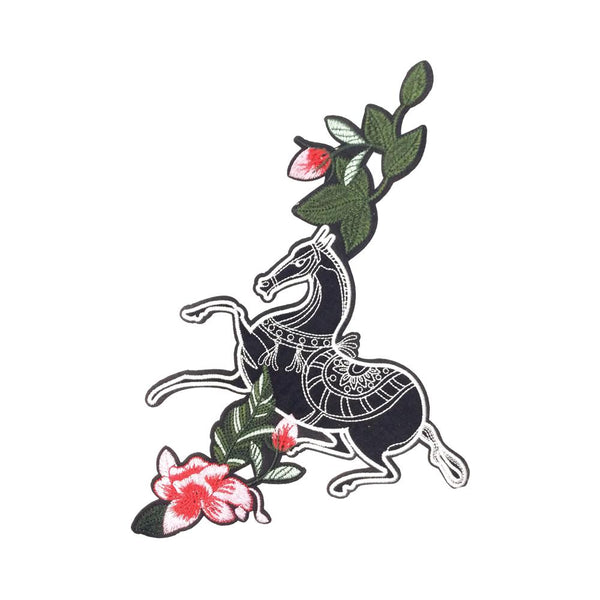 PC3464B - Dark Horse in Flowers R (Iron On)