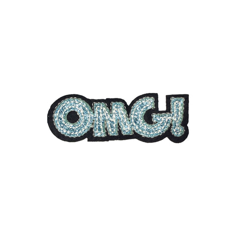 PC3767 - Blue Glitter OMG Text (Iron On)