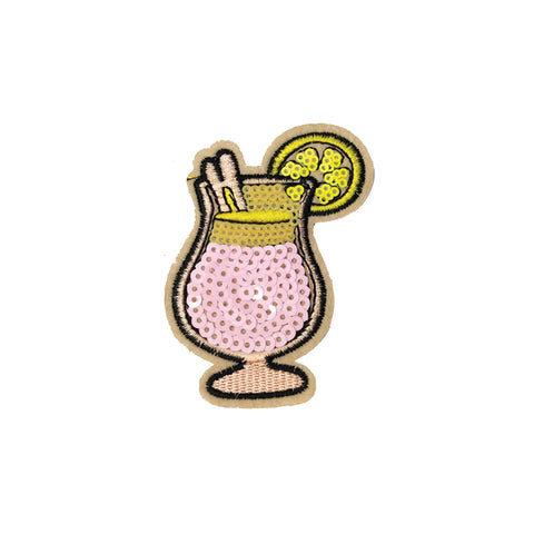 PC3773 - Sequin Pink Lemonade Cocktail Drink (Iron On)