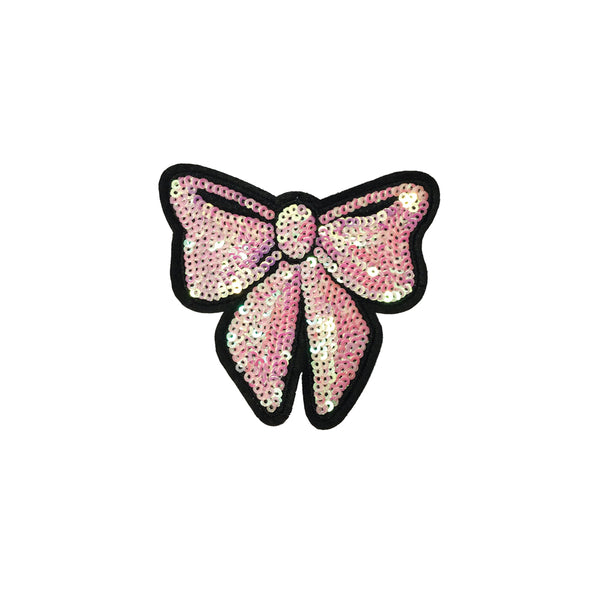 PC3788 - Sequin Pink Ribbon Bow (Iron On)