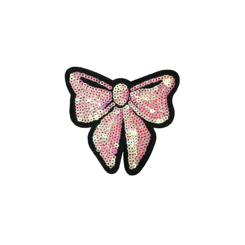 PC3788 - Sequin Pink Ribbon Bow (Iron On)