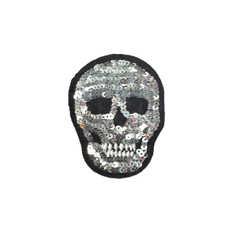 PC3809 - Silver Sequin Skull (Iron On)