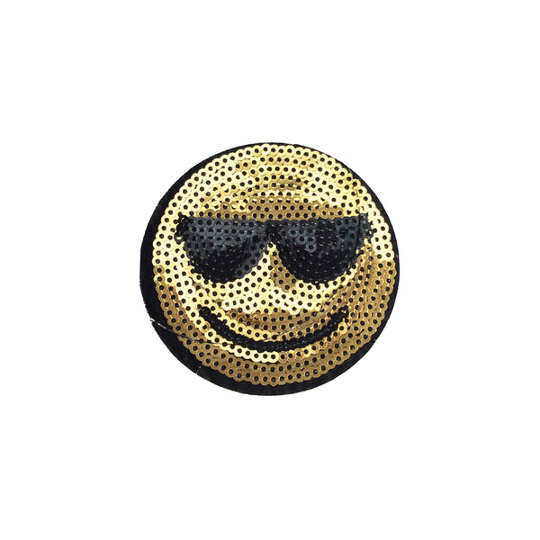 PC3810B - Sequin Gold Sunglasses Emoji (Iron On)