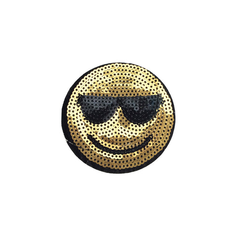 PC3810B - Sequin Gold Sunglasses Emoji (Iron On)