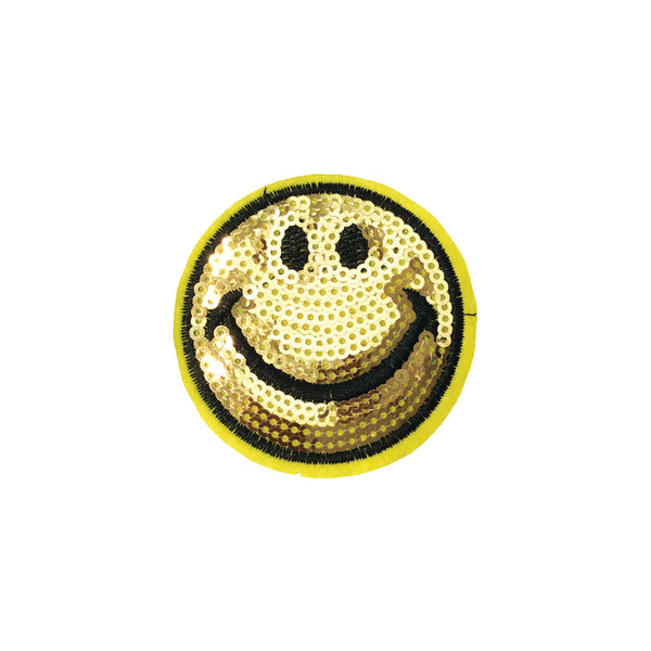 PC3810 - Sequin Gold Smiley Face Emoji (Iron On)