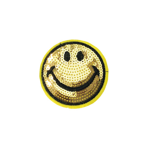 PC3810 - Sequin Gold Smiley Face Emoji (Iron On)