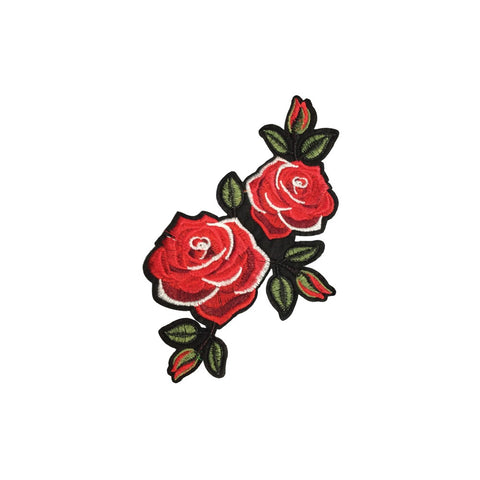 PC3841B - Double Red Rose R (Iron On)