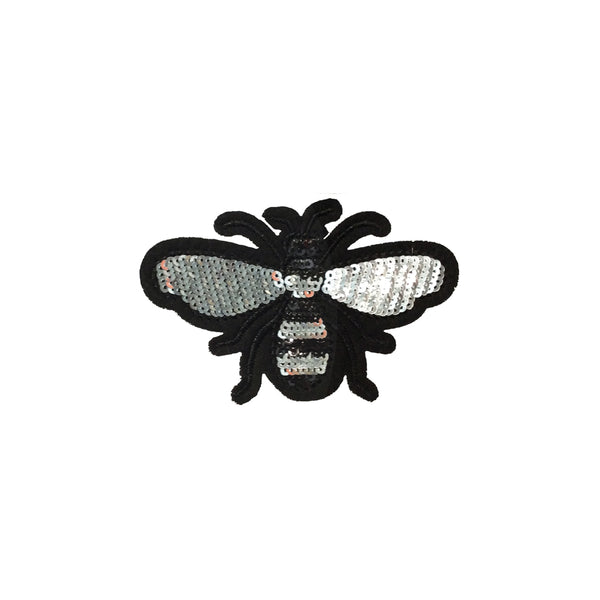 PC3926 - Sequin Silver Bee Fly (Iron On)