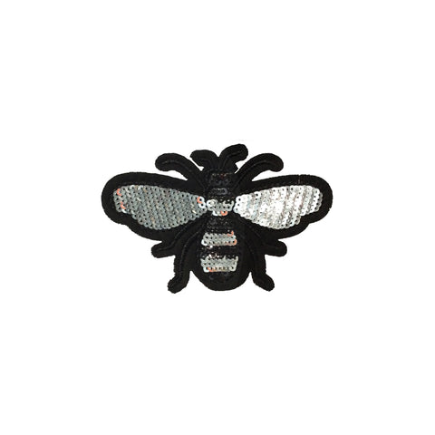 PC3926 - Sequin Silver Bee Fly (Iron On)