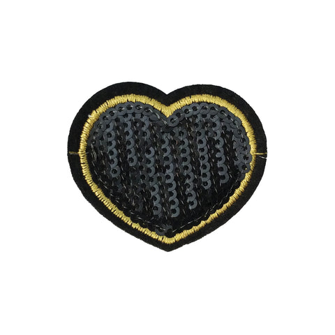 PC3941 - Small Sequin Black Heart (Iron On)