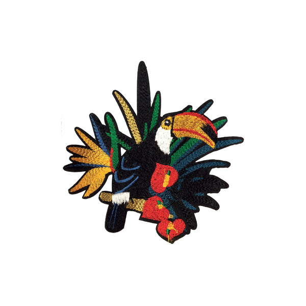PC3955 - Toucan Bird In Heart Flowers L (Iron On)