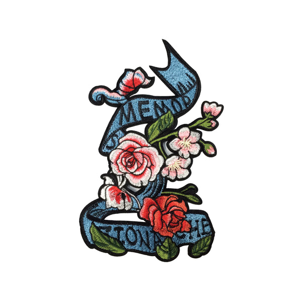 PC3962 - Roses Ribbon Banner L (Iron On)