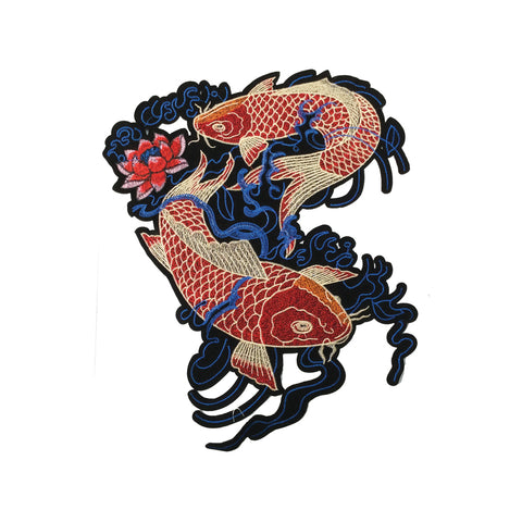 PC3972 - Double Red Fish Swimming Blue Seas (Sew On)
