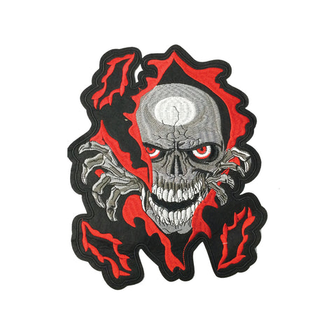 PC3975 - Skull In Red Fire Cloak (Iron On)