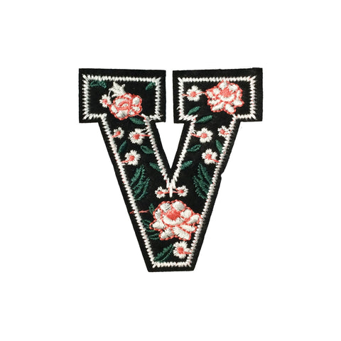 PC3989V - Flowery Alphabet Letter V (Iron On)