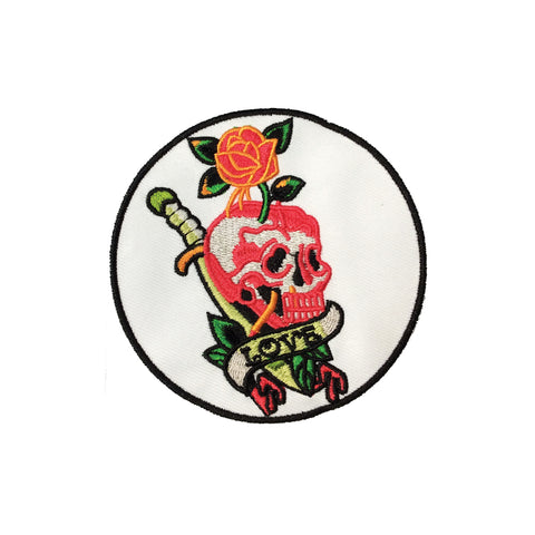 PC3994B - Rose In A Skull Pink Love  (Iron On)