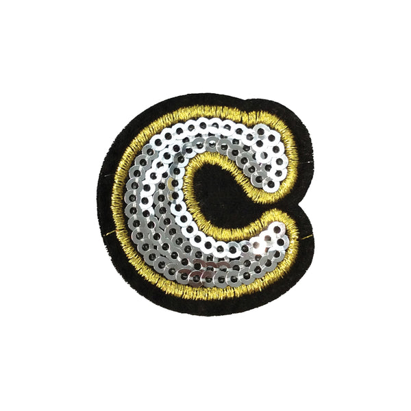 PC4001C - Sequin Silver Letter C (Iron On)