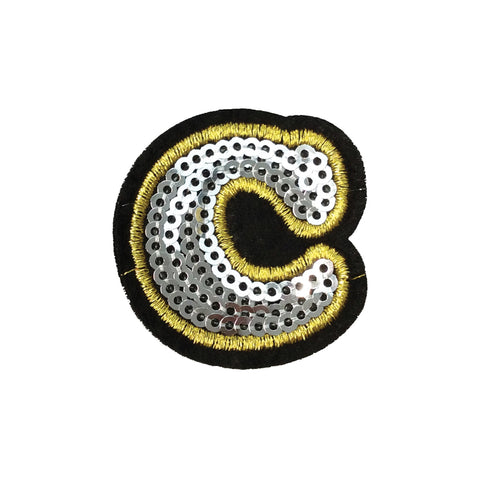 PC4001C - Sequin Silver Letter C (Iron On)