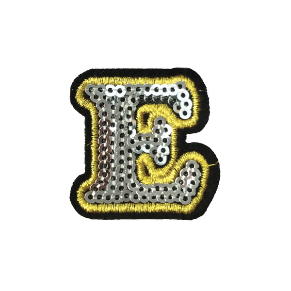 PC4001E - Sequin Silver Letter E (Iron On)