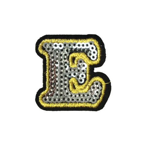 PC4001E - Sequin Silver Letter E (Iron On)