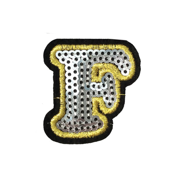PC4001F - Sequin Silver Letter F (Iron On)