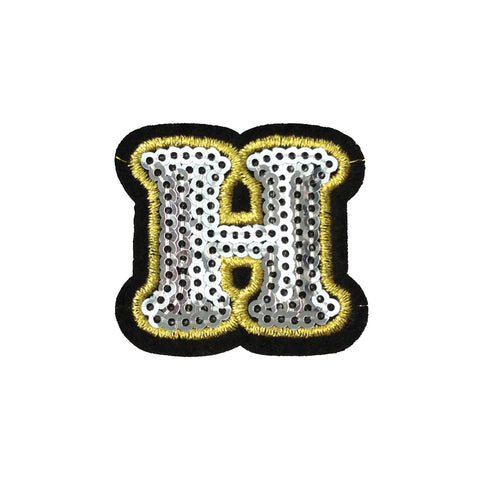 PC4001H - Sequin Silver Letter H (Iron On)
