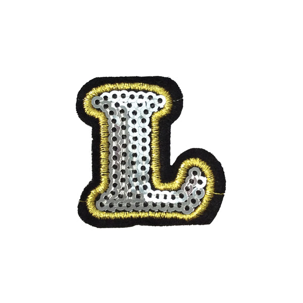 PC4001L - Sequin Silver Letter L (Iron On)