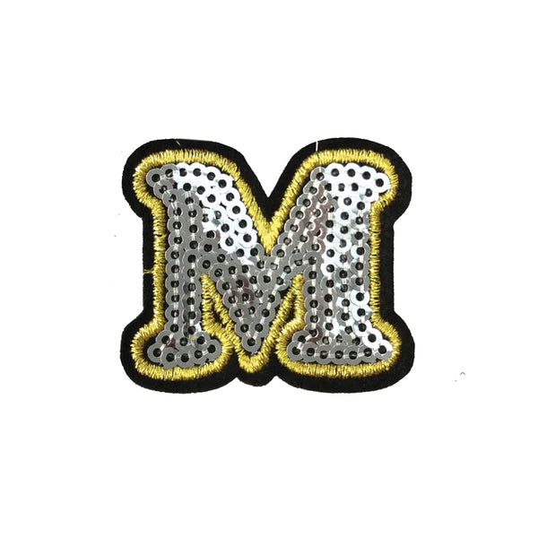 PC4001M - Sequin Silver Letter M (Iron On)