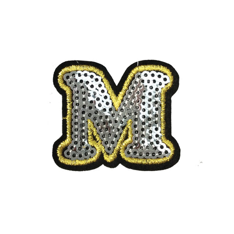 PC4001M - Sequin Silver Letter M (Iron On)
