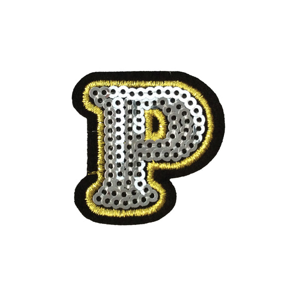 PC4001P - Sequin Silver Letter P (Iron On)