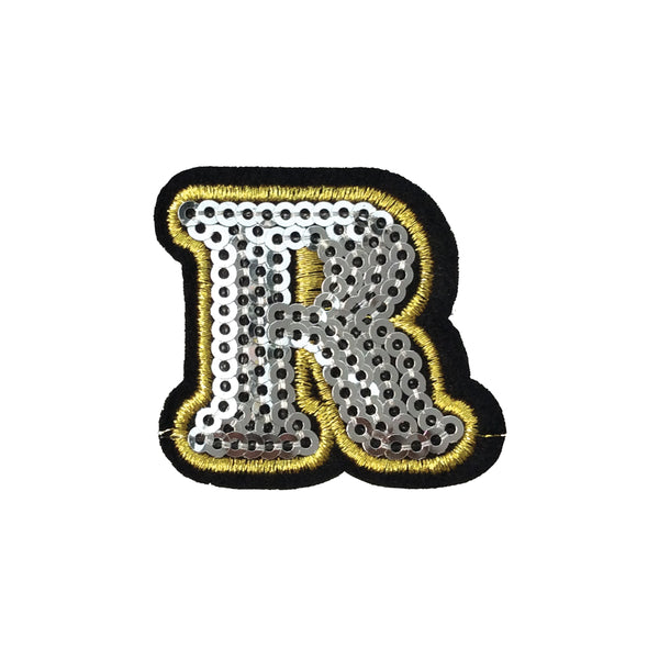 PC4001R - Sequin Silver Letter R (Iron On)
